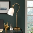 thumbnail image 5 of Evelyn&Zoe Harland 25" Tall Arc Table Lamp with Fabric Shade, Brushed Brass/White, 5 of 10