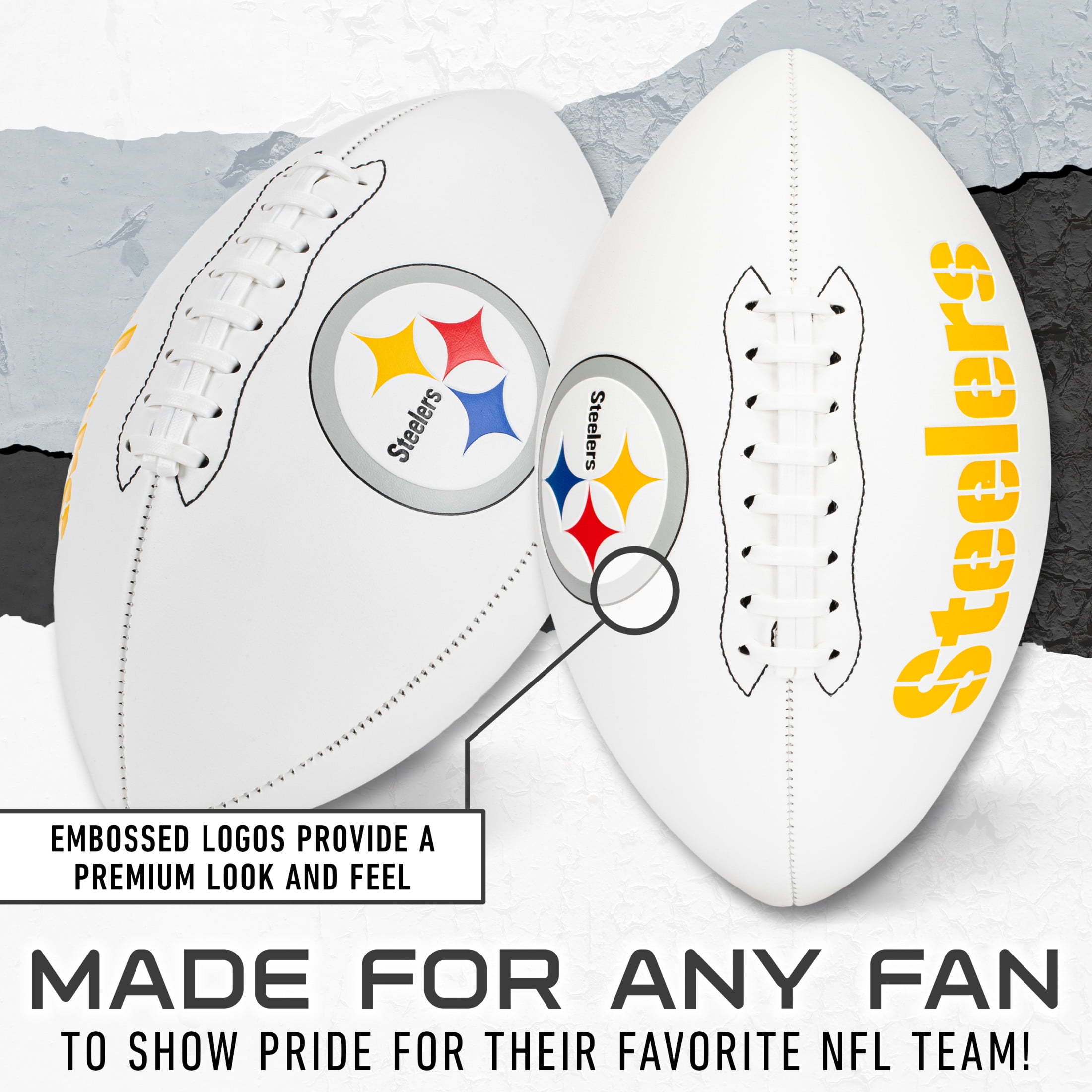 Franklin Sports NFL Pittsburgh Steelers Autograph Football - Official Size White Panel Souvenir Football for Autographs + Signatures - NFL Team Fan Shop Memorabilia Football for Display