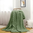 thumbnail image 6 of Homieway Green Throw Blanket, Twin Size Lightweight Taffeta Fleece Blanket for Couch Sofa, 2-Sided 3D Woven Design Fuzzy Soft Cozy Blanket for All Seasons, 60"×80", 6 of 7