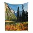 thumbnail image 1 of Yosemite Soft Flannel Fleece Blanket, Bird's Flight Flies over Mountains Yosemite National Park Early Fall Season, Cozy Plush for Indoor and Outdoor Use, 60" x 80", Orange Blue Green, by Ambesonne, 1 of 6