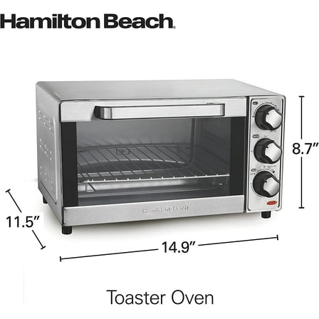 Countertop Toaster Oven & Pizza Maker, 4-Slice Capacity, Stainless Steel