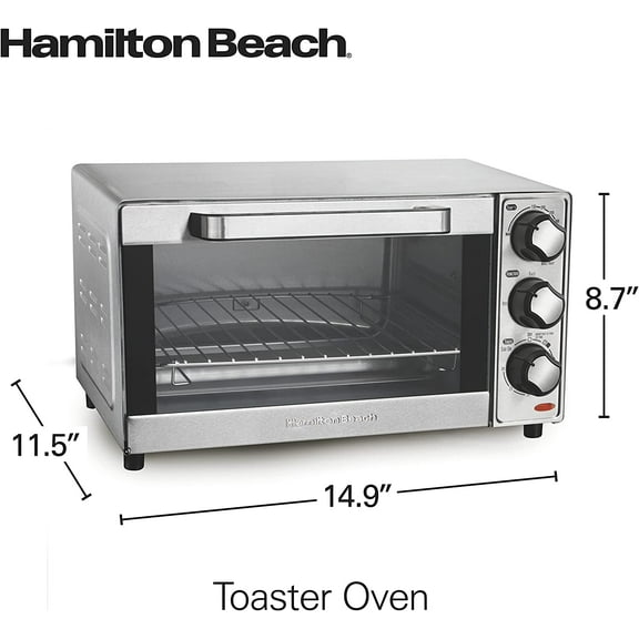 Countertop Toaster Oven & Pizza Maker, 4-Slice Capacity, Stainless Steel