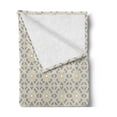 thumbnail image 2 of Ethnic Soft Flannel Fleece Blanket, Portuguese Azulejo Tiles Pattern with Moroccan Inspirations Geometric Squares Lines, Cozy Plush for Indoor and Outdoor Use, 70" x 90", Taupe Beige, by Ambesonne, 2 of 5