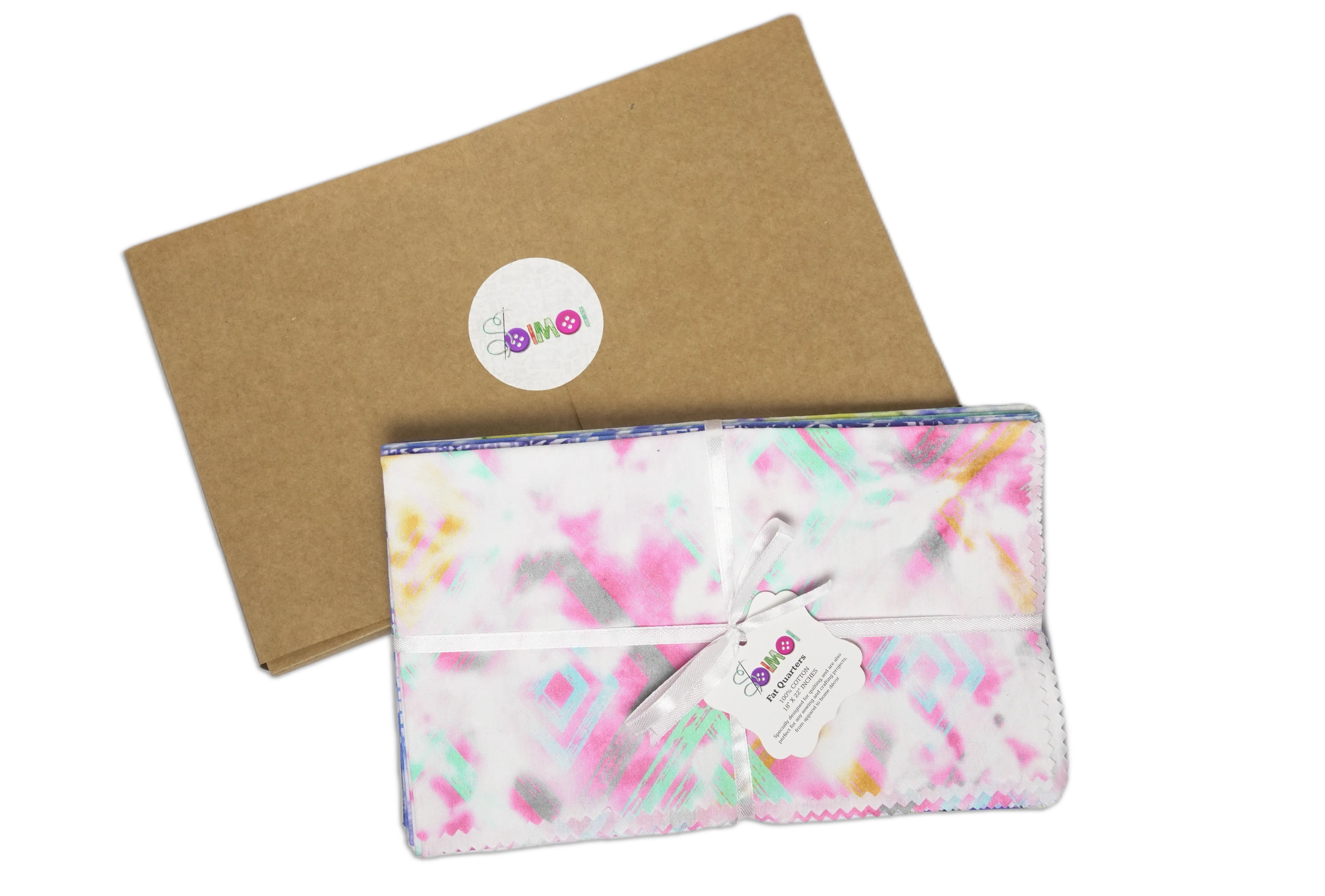 Soimoi 8 Pc Fat Quarter Bundle- Tie & Dye Print 18"x 22" DIY Patchwork- 100% Cotton Pre-Cut Quilting Fabric Multicolor