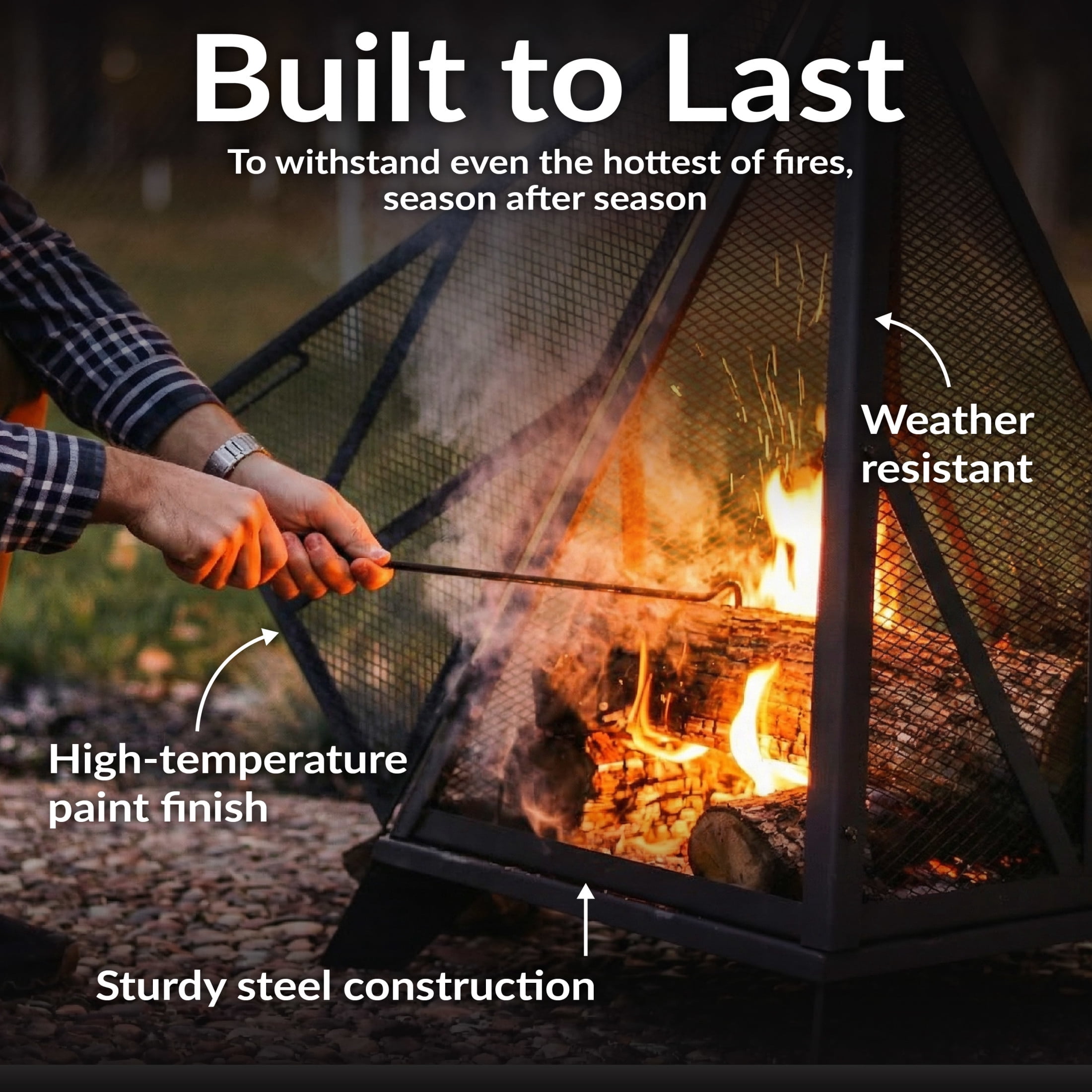 Sunnydaze Majestic Pyramid 21" Triangle Wood-Burning Black Finish Steel Outdoor Fire Pit