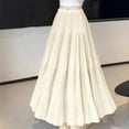 thumbnail image 6 of Efsteb Womens Long Skirts High Waist Pleated Long Skirt Fashion Casual Comfy Solid Color Fall Skirts (Beige,M), 6 of 7