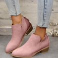 thumbnail image 7 of Caqnni Women's Ankle Boots Low Chunky Stacked Heel Comfortable Round Toe booties with Side Zipper Shoes Fall Winter Ankle Boots (8.5,Pink), 7 of 7