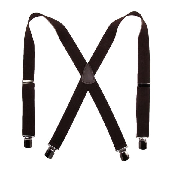 CTM Elastic with Anti Slip Pin Clip 1 1/2 Inch Solid Suspenders (Men)
