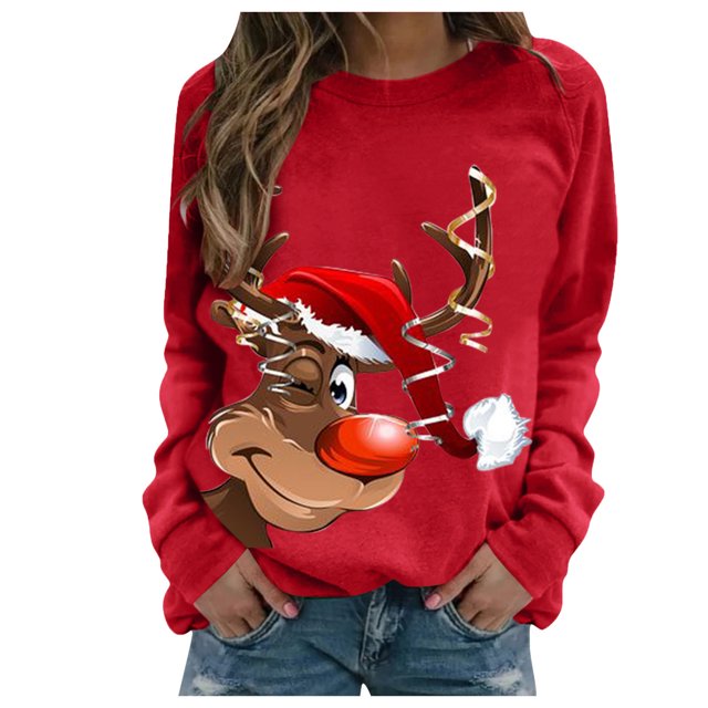Chandail de Noël pour Femmes Imprimé Graphique Mode Chandail en Molleton Veste Mi-Longue Chandail à Capuchon Doux Manches Longues Fermeture Blouse Col Rond Cardigan d'Hiver