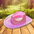 thumbnail image 5 of Waroomhouse Women Party Hat Bright Color Concave Top Wide Brim Glossy Surface Cosplay Dress-up Costume Dance Show Props Western Cowboy Hat Headwear, 5 of 8