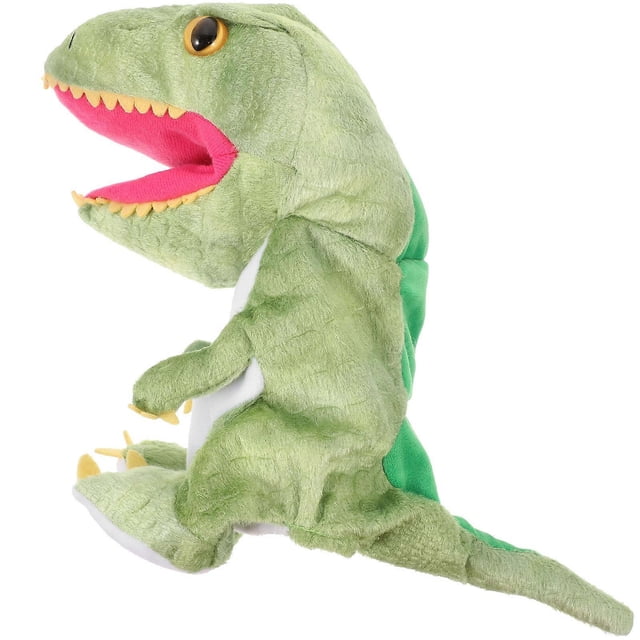 Dinosaur Hand Puppet Toy Green Plush Biting Finger Game with Realistic Expressions for Home