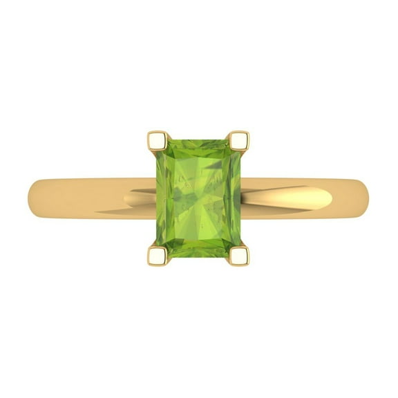 Clara Pucci 14K Yellow Gold 1ct Peridot Solitaire Ring for Women