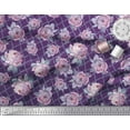 thumbnail image 2 of Soimoi Tissu Crêpe polyester Géométrique, Imprimé Feuilles & Roses au Mètre 52 Pouces de Large, 2 of 3