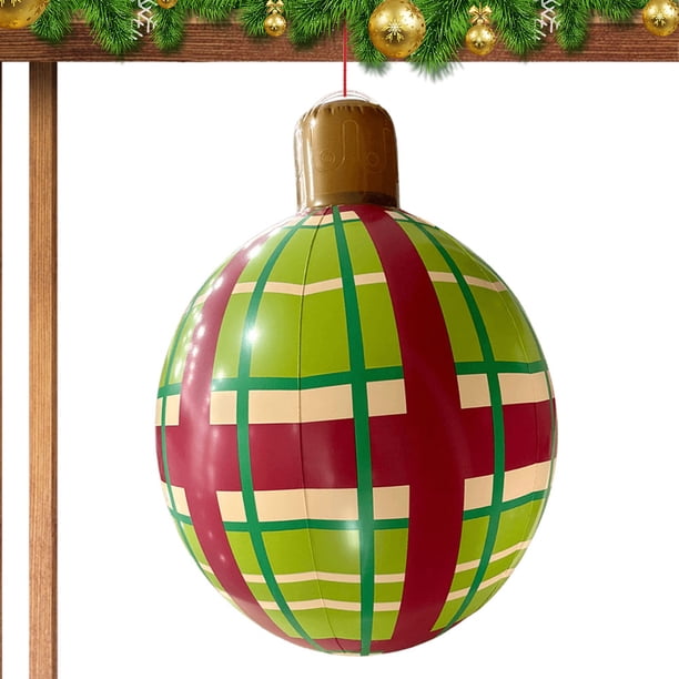 60 Cm Nueva Navidad Inflable Fiesta Navidad Del Patio Del Lugar Al Aire Libre Linterna Inflable (E) Cuadros Rojos Y Verdes