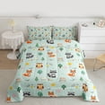 thumbnail image 2 of Homewish Cute Owl Fox Queen Comforter Set,Wild Animal Bedding Sets,Green Orange Gray Bedding Comforter Set For Girls Kids,Ultra Soft Home Decor Reversible,3 Pieces, 2 of 8