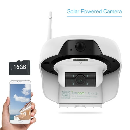 Freecam Wireless Hd 720p Solar Powered Wifi Ip Camera Motion Activated Camera Support Cloud Storage Built In 16gb Sd Card With Pir Motion Sensor Ir Night Vision And Waterproof For Outdoor Use Walmart