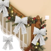 Festive Sequined Christmas Bow Decorations - 30x20cm (11.81x7.87in) Cloth Bows in Pink/Black/Red/Silver/Gold - Tree & Window Ornaments | 1PC