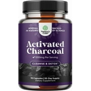 Natures Craft 1200mg Activated Charcoal Capsules, Detox & Bloating Relief Supplement, 90 Capsules