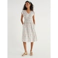 thumbnail image 3 of Time and Tru Women’s Smocked Waist Midi Dress with Short Sleeves, Sizes XS-XXXL, 3 of 6