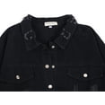 thumbnail image 4 of Women's Casual Long Sleeve Irregular Hem Denim Jacket Ripped Distressed Jacket, Black, Small, 4 of 5