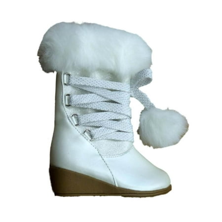 Canyon River Blues Toddler Girls White Fashion Boots with Faux Fur Trim