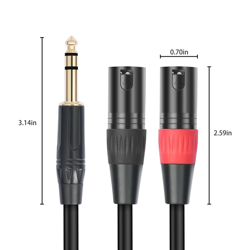 2X Jack 6.35mm 1/4 TRS Stereo to Double XLR Male Audio Cable Extension Cable Y Splitter Audio Cable 300cm