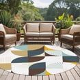 thumbnail image 5 of Brown Teal Beige Geometric Large Area Rugs for Bedroom Living Room, Soft Non Slip Carpet Bedside Rug, Middle Century Modern Abstract Art Round Floor Cover Kitchen Accent Rug 7' for Dining Room/Office, 5 of 9