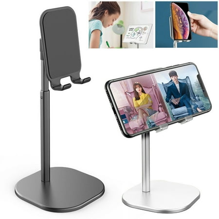 Cell Phone Stand, Angle Adjustable Phone Holder Cradle for Desk, Stable Aluminum Metal Desktop Charging Dock Universal Tablet Stand For Mobile Phone/iPad/Tablets 7.9”(Silver)