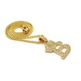 thumbnail image 3 of Unique Fashion 21 Stone Filled Small Initial Letter Alphabet B Pendant 2mm 24" Box Chain Necklace in Gold Tone, 3 of 4