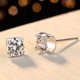 thumbnail image 3 of Diamante tachonado cabeza de toro estilo pendientes de un quilate imitación femenina Moissanite pendientes moda flash diamante cuatro garras circón pendientes plata ZefeiWu 9024715100795, 3 of 3