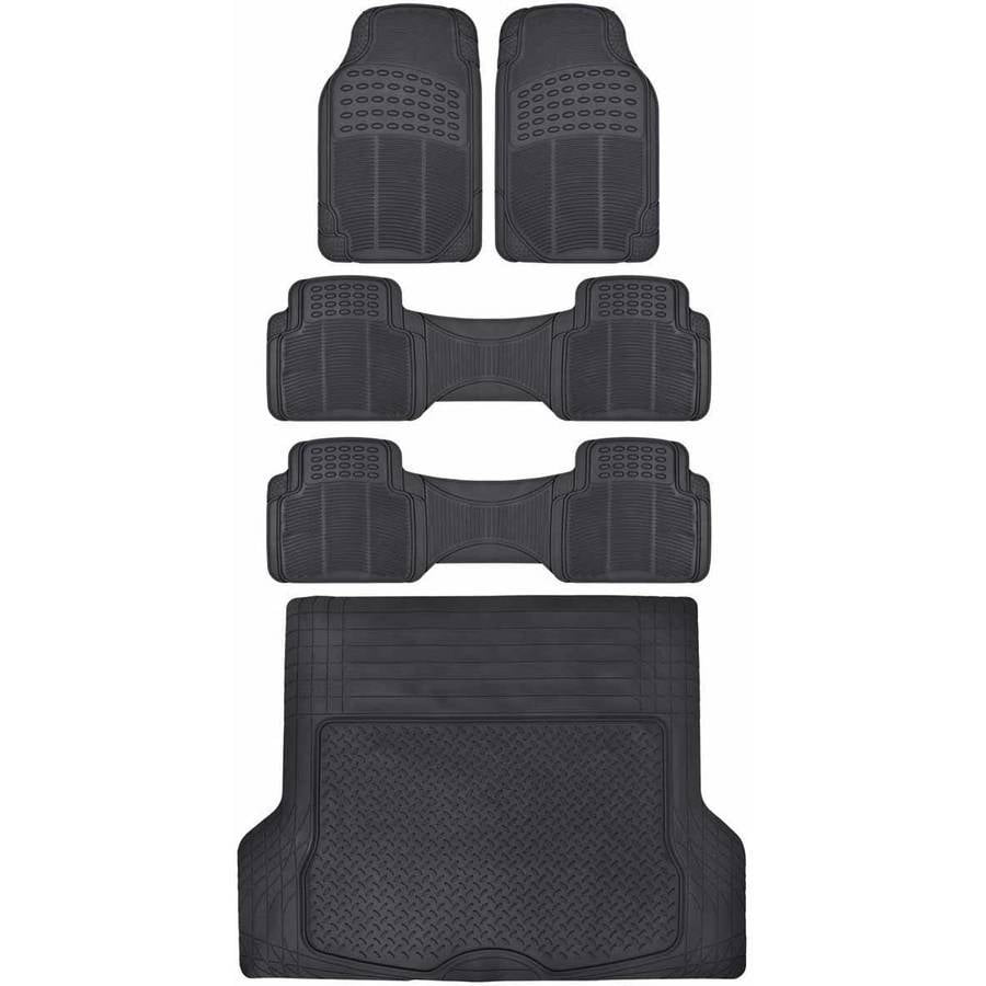 Car Floor Carpet 5 Pcs Rugged Tuff Floor Mats Semi Carpet Rubber
