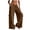 Brown, variant on Women's Linen Cargo Pants Summer Wide Leg Casual Loose Fit Elastic Waist Lightweight Breathable Daily Beach Trousers