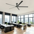 thumbnail image 4 of Parrot Uncle 72" Industrial Outdoor IPX4 Waterproof Black Aluminum Windmill Ceiling Fan with Remote Control, Ceiling Fan without Light, 4 of 19