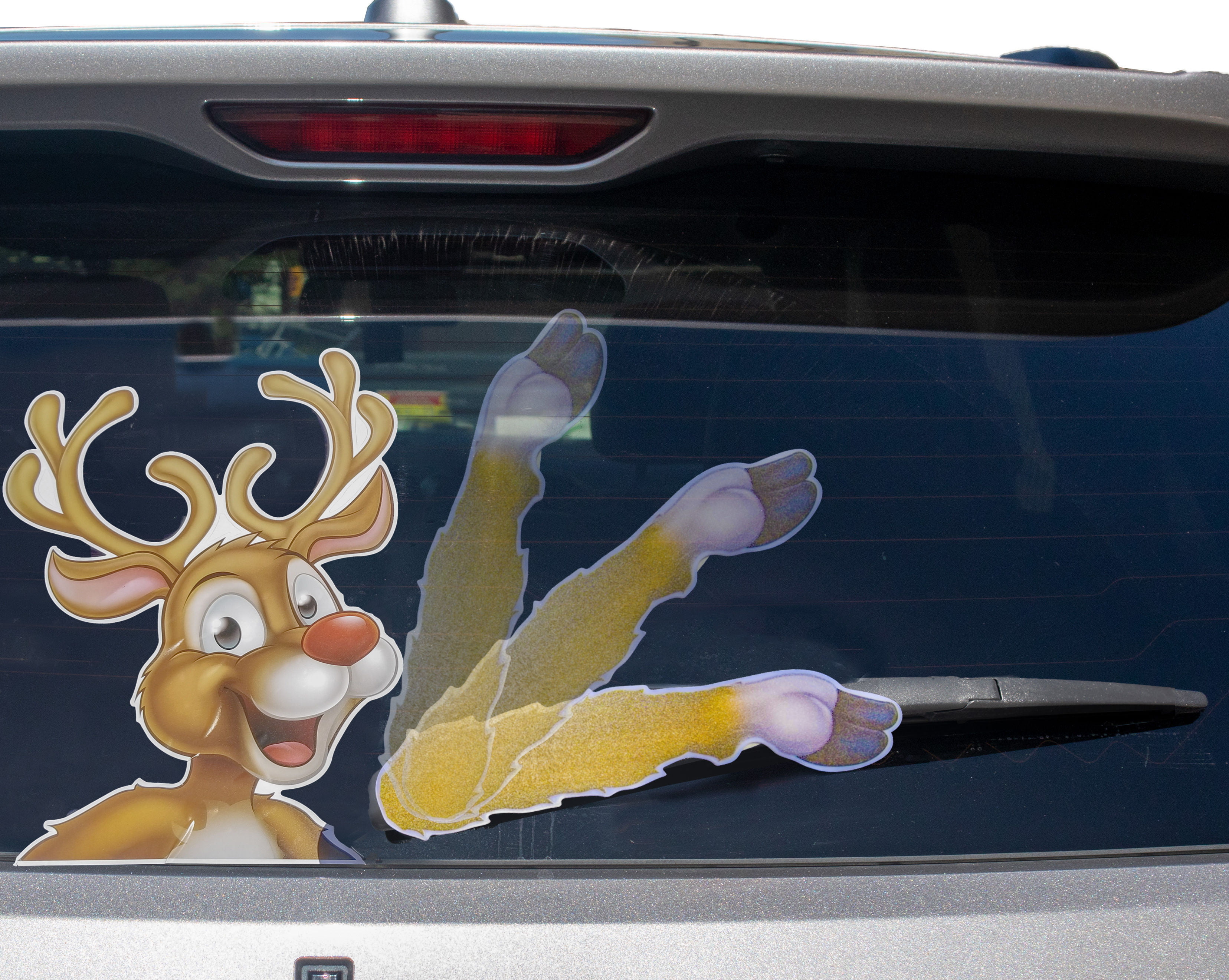 Christmas Reindeer Car Bumper Sticker Decal 4'' x 5''