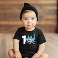thumbnail image 3 of Shark 1st Birthday Shirt for Baby Boys Shark Themed First Birthday Outfit Black Short Sleeve Shirt, 3 of 4