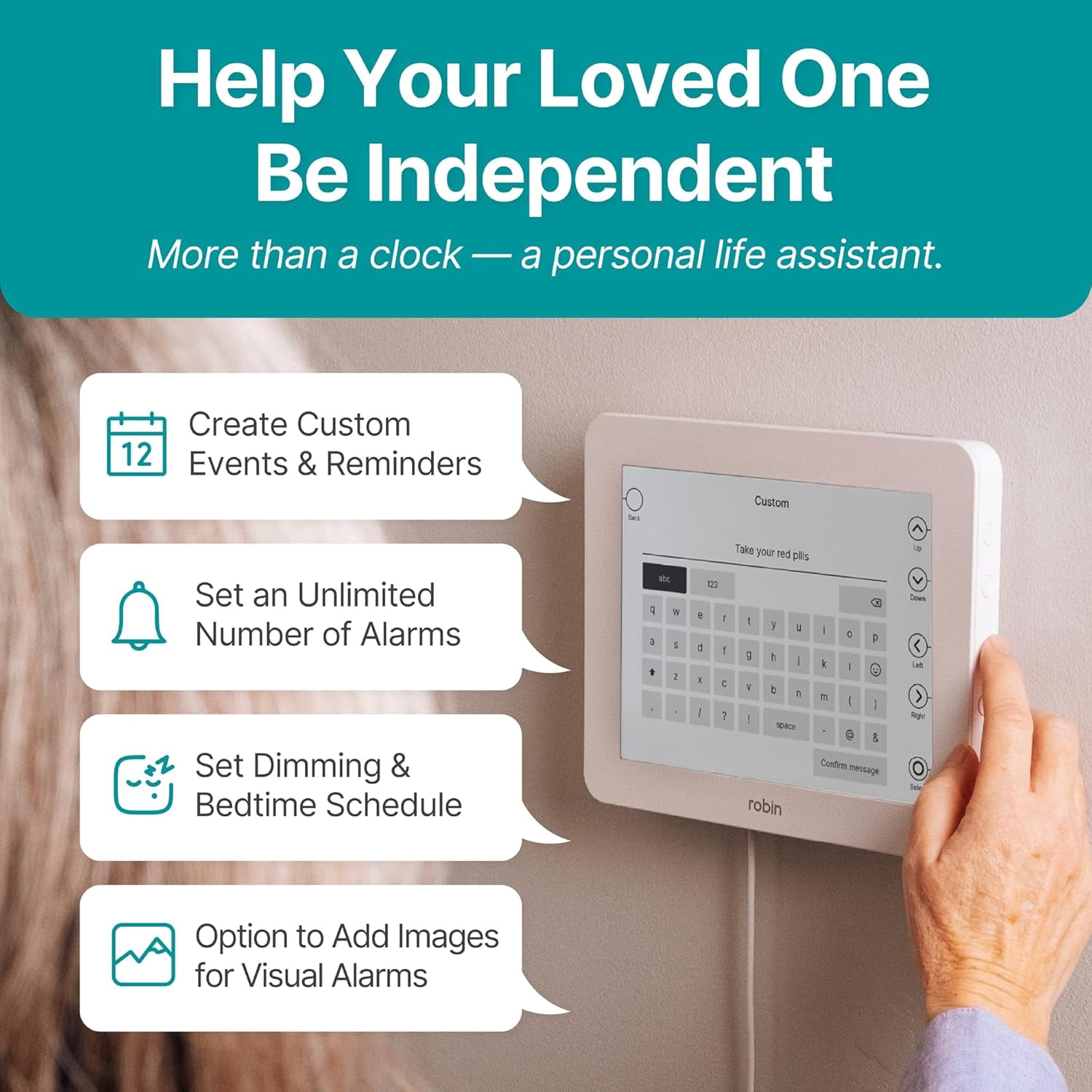 Clock 2025 with Day and Date for Elderly, Large Digital Calendar Bedside Clock for Seniors with Talking Voice