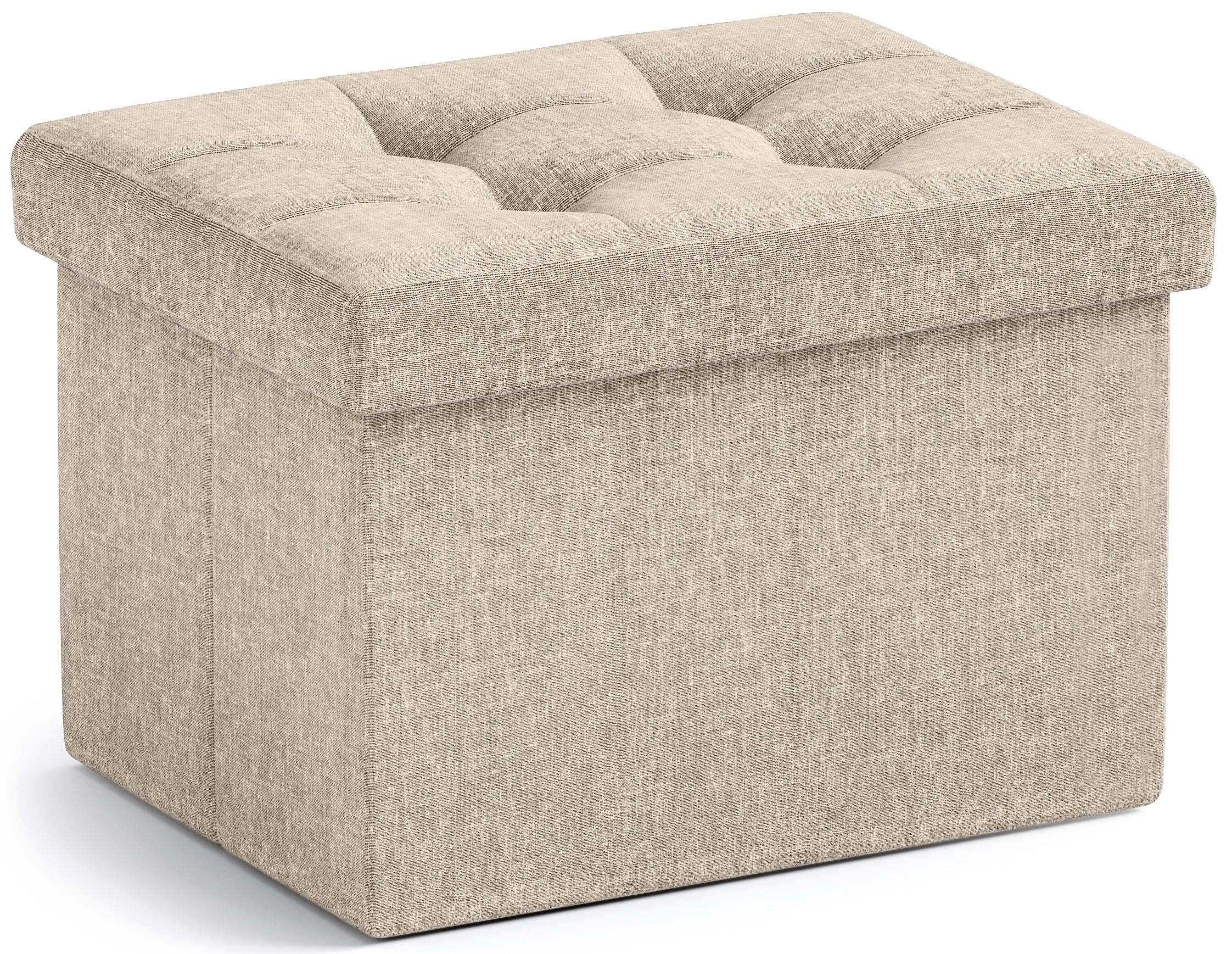 Ornavo Home Small Storage Ottoman, Beige Linen