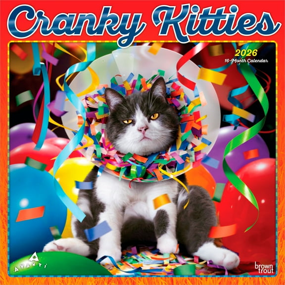 Avanti Cranky Kitties OFFICIAL | 2026 12x24" (Hanging) Wall Calendar | Plastic-Free