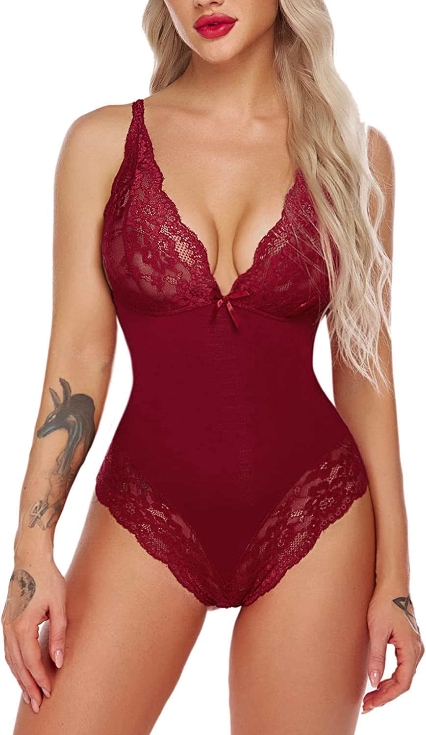 Avidlove Women Lingerie Bodysuit Snap Crotch Teddy One Piece Babydoll