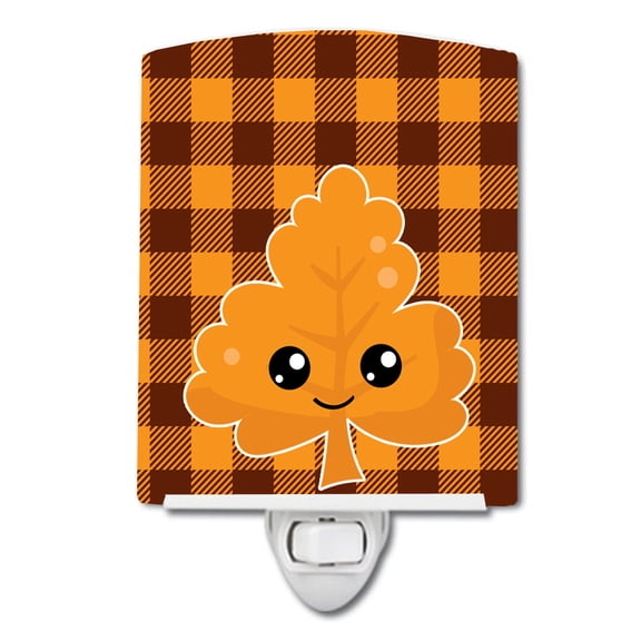 Fall Leaf on Gingham Ceramic Night Light