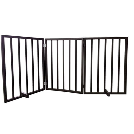 AmeriHome WFPGB3 54 in. Freestanding 3-Panel Folding Wood Pet Gate - Brown