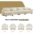 thumbnail image 6 of TUANLUO 166" L-Shaped Sectional Couches and Sofas, Oversized 4-Seat Sectional Couch for Living Room, Velvet Modular Sectional Sofa with Reversible Ottoman, Cream, 6 of 9