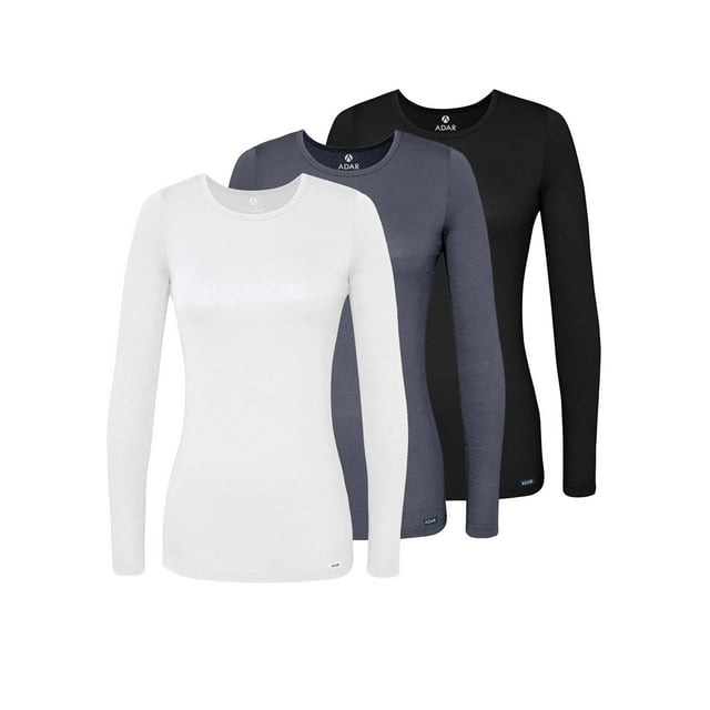 Adar sous-Couches pour Femmes Multicolores, Lot de 3 - T-Shirt de sous-Couche à Manches Longues Confortable