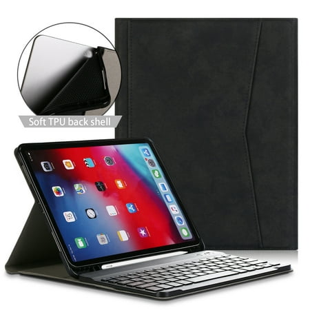 Epicgadget iPad Air (4th generation) / iPad Pro 11-inch Case with Keyboard  PU Leather Flip Folio Stand Cover with Wireless Keyboard for Apple iPad Air 4 10.9  and iPad Pro 11  Tablet (Black) ipad pro 11 keyboard case  Smart Soft TPU Back Folio Stand Case PU Leather Cover with Pocket  Pencil Holder  Detachable Wireless Bluetooth Keyboard for Apple 11-inch iPad Pro (2021/2020/2018)  Case Also Compatible with Apple 10.9-inch iPad Air (4th Generation)
