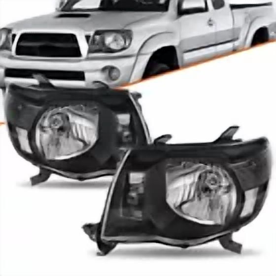 Headlight Assembly For 2005-2011 Toyota Tacoma Pickup Black Headlamps Pair