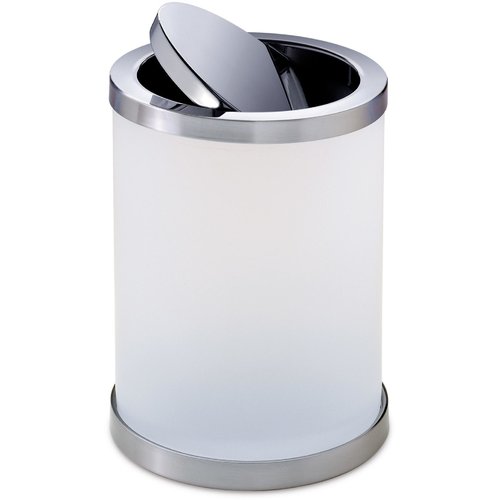 AGM Home Store Addition Frosted Lid Glass Swing Top Trash Can