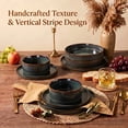 thumbnail image 2 of Onader 8-Piece Stoneware Dinnerware Set, Striped Reactive Glaze Plates and Bowls Sets for Restaurant, Blackish Green, 2 of 9