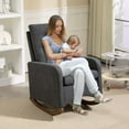 thumbnail image 4 of Rocking Chair, Upholstered Glider Chair with Side Pocket, Nursery Chair with High Backrest and Rubber Wood Legs, Rocking Accent Armchair for Living Room Bedroom Nursery, 4 of 9