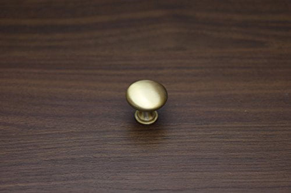 Hamilton Bowes Satin Brass Cabinet Hardware 1-1/4” Round Mushroom Modern Basic Knob - 1.25” Diameter – 1-3/32” Tall Modern Gold Vibrant Amber (10 Pack)