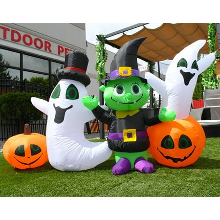 ALEKO Inflatable Waving Halloween Ghost and Goblin Friends - 4 Foot